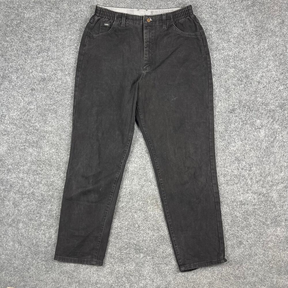 Lee Pants Womens‎ Size 32 Black Elastic Waist Straight Casual Comfort Stretch